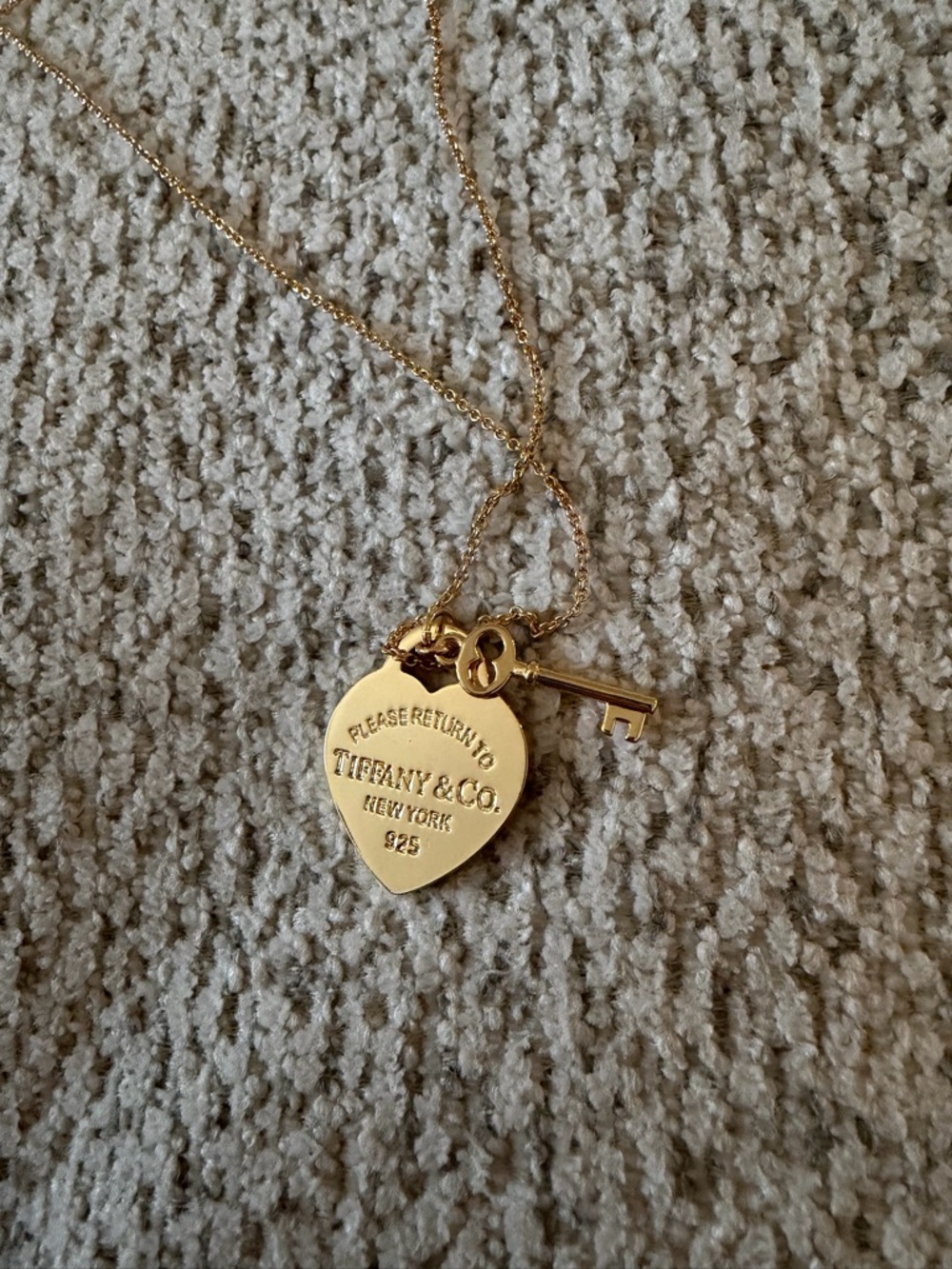 Inspired Gold Heart Tag with Key Pendant